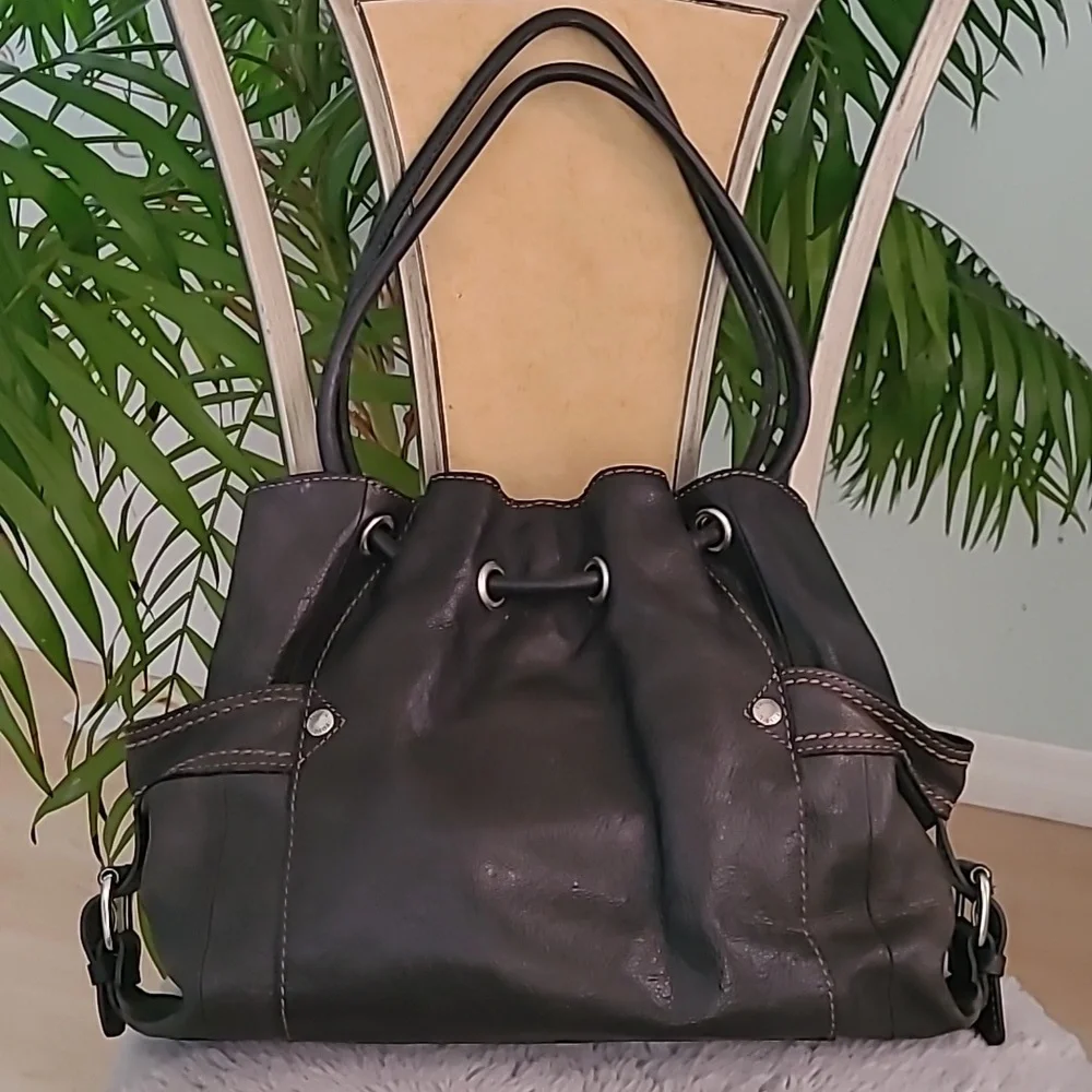 Fossil Leather Drawstring Bag ❤️